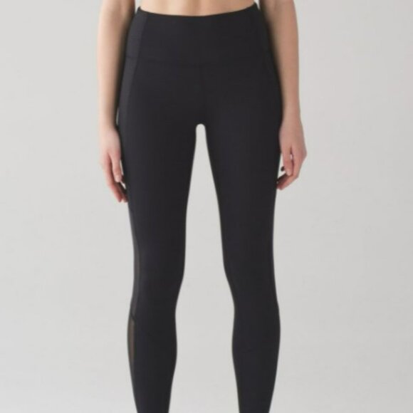 Lululemon Bodycon Tight Mesh Black Leggings Size 4 - Picture 3 of 16